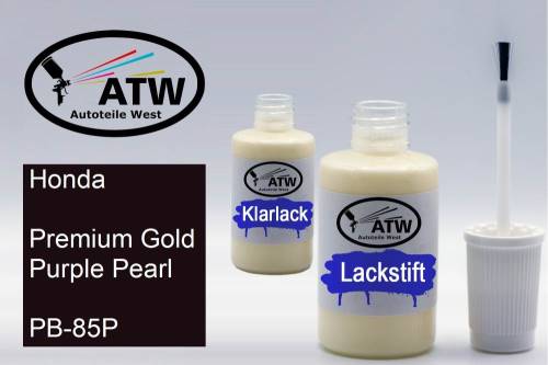 Honda, Premium Gold Purple Pearl, PB-85P: 20ml Lackstift + 20ml Klarlack - Set, von ATW Autoteile West.